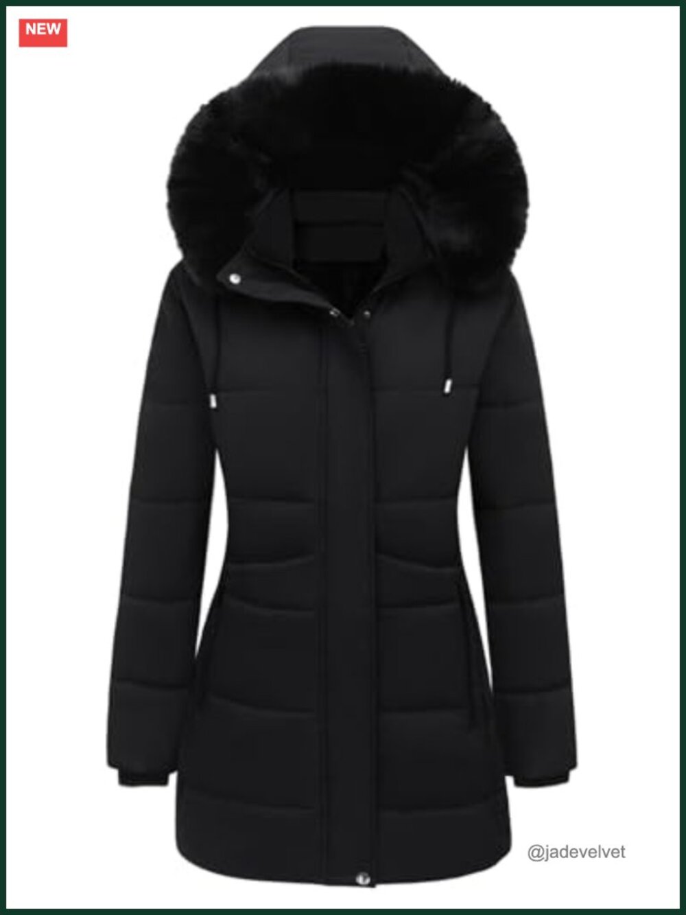 Quilted Puffer Coat Long Winter Parka Faux Fur Hood